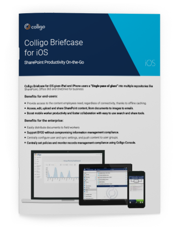 Colligo Briefcase for iOS Feature Sheet Cover. Image